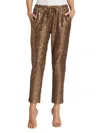 Splendid Oxford Womens Sequined Viscose Skinny Pants In Walnut