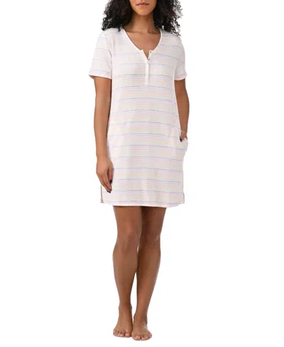 Splendid Women's Printed Short-sleeve Sleepshirt In Sunshine Stripe