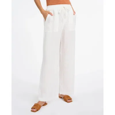 Splendid Women's  Becka Pants ' White 100% Linen Drawstring Waist Wide Leg Jzz78