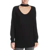 Splendid Womens Cut-out Two-way Pullover Sweater In Black