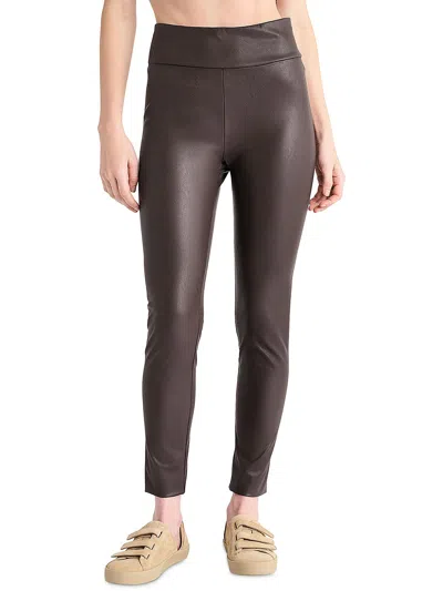 Splendid Womens Faux Leather High Rise Skinny Pants In Brown