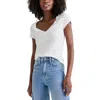 Splendid V-neck Cotton Blend T-shirt In White