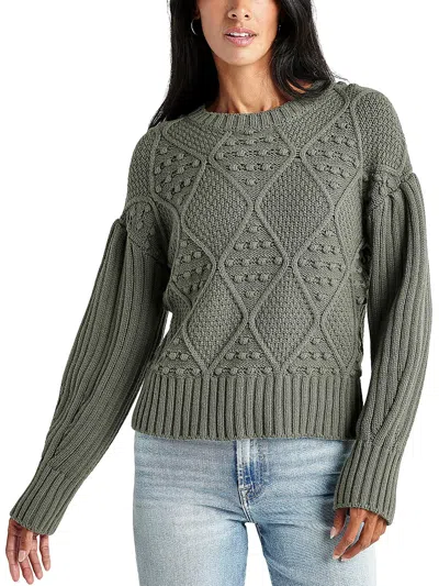 Splendid Womens Knit Mocked Neck Pullover Sweater In Green