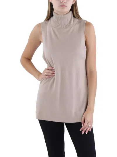 Splendid Womens Mock Neck Tank Turtleneck Sweater In Beige