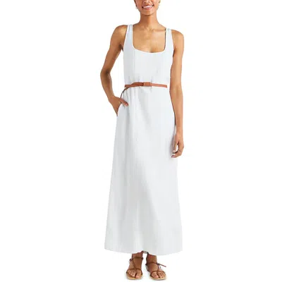 Splendid Womens Pocket Viscose Maxi Dress In White