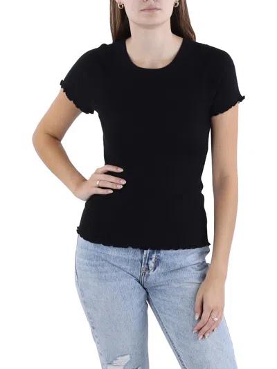 Splendid Womens Ribbed Ruffle Pullover Top In Beige