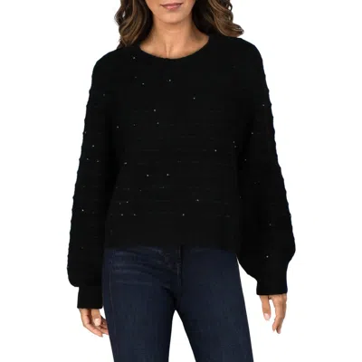 Splendid Womens Sequined Knit Crewneck Sweater