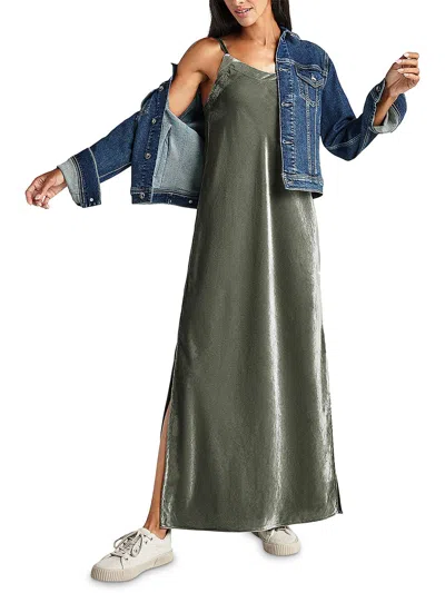 Splendid Womens Slit Long Maxi Dress In Green