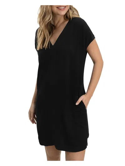 Splendid Womens Solid Tencel Shirtdress In Black