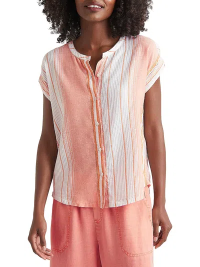Splendid Womens Striped Button-down Blouse In Pink