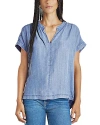 SPLENDID WYNNE INDIGO SPLIT NECK BLOUSE