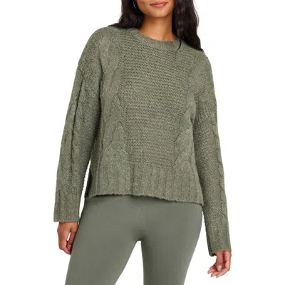 Splendid X Cella Jane Cable Sweater In Olive