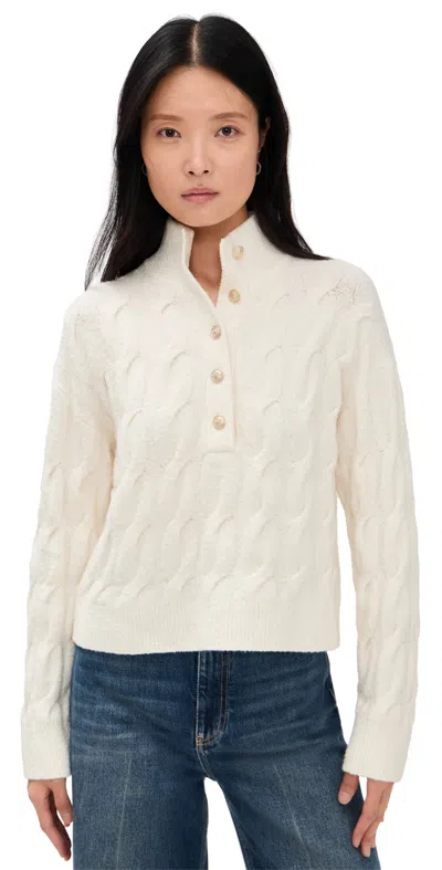 Splendid X Cella Jane Half Placket Sweater Snow In White