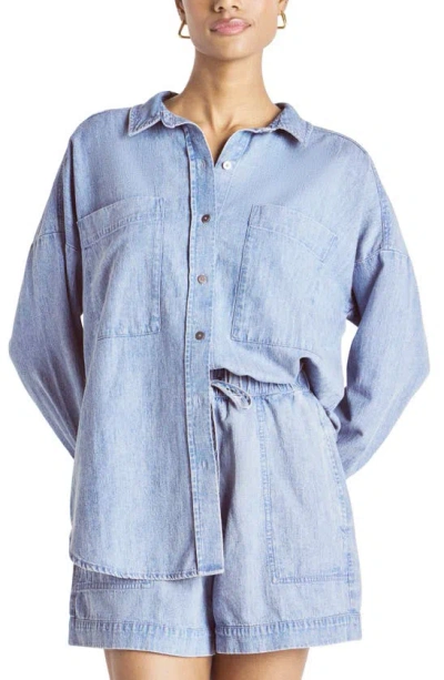 Splendid Oversize Denim Button-up Shirt In Washed Indigo