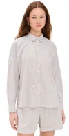 Splendid Cj Poplin Linen-blend Top In Wood/white