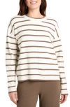 Splendid X Cella Jane Stripe Front Seam Sweater In Snow Heather Toast Stripe
