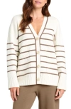 Splendid X Cella Jane Stripe Oversize Cardigan In Snow/toast