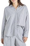 Splendid X Cella Jane Stripe Poplin Button-up Shirt In Drk Slate/white