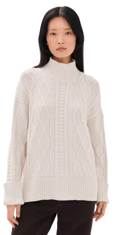 Splendid X @cellajaneblog Cable Turtleneck Sweater Porcelain In Brown