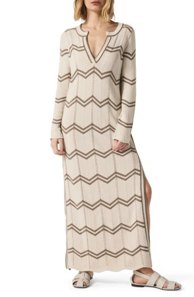 Splendid X Cellajaneblog Chevron Long Sleeve Caftan In Pearl/wood