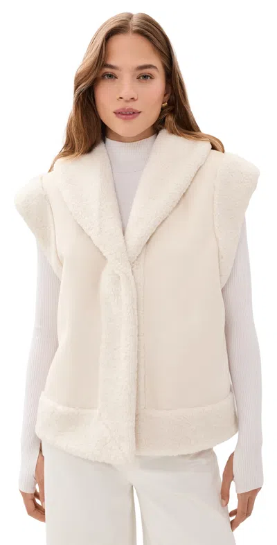 Splendid X Cellajaneblog Faux Leather Fur Vest Porcelain In Neutral