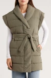 Splendid X @cellajaneblog Long Quilted Puffer Vest In Green
