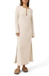 Splendid X Cellajaneblog Long Sleeve Cotton Blend Caftan In Pearl