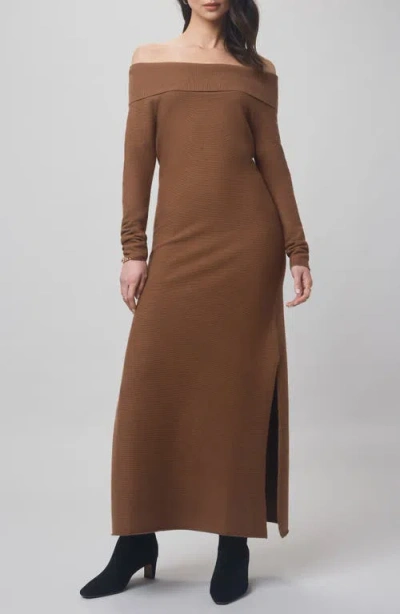 Splendid X @cellajaneblog Over The Shoulder Sweater Dress In Brown