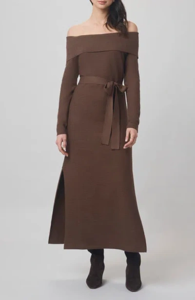 Splendid X @cellajaneblog Over The Shoulder Sweater Dress In Brown