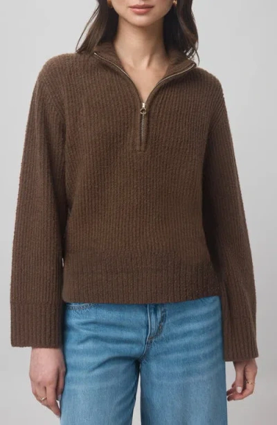 Splendid X @cellajaneblog Quarter Zip Sweater In Brown