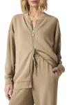Splendid X @cellajaneblog Rib Scuba Zip-up Jacket In Wood