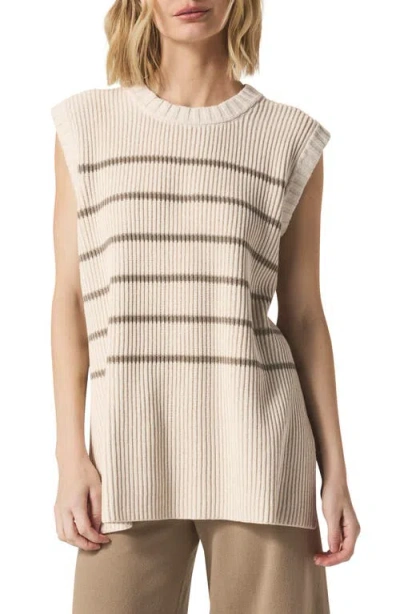 Splendid X @cellajaneblog Stripe Tunic Sweater Vest In Pearl/wood