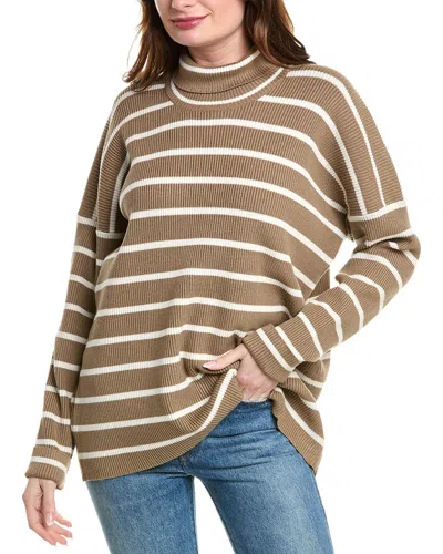 Splendid X @cellajaneblog Stripe Turtleneck Sweater In White