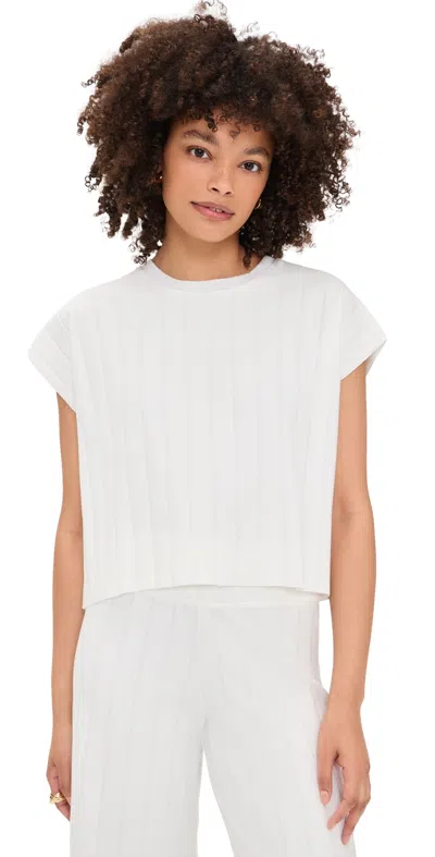 Splendid X @cellajaneblog Wide Rib Short Sleeve Top White