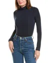 Splendid X Kate Young Mock Neck Silk-blend Bodysuit In Blue
