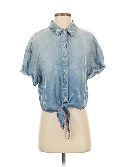 Pre-owned Splendid X Margherita Short Sleeve Blouse In Blue