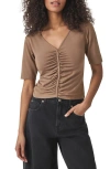 Splendid Yasmina Ruched T-shirt In Brown