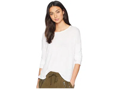 Splendid Zander Long Sleeve Cotton Modal Slub Easy Crew T-shirts In White