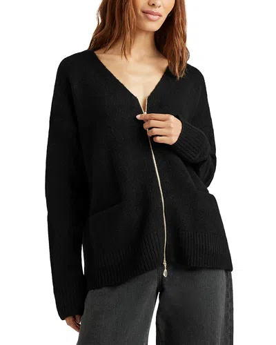 Splendid Zeena Zip Front Cardigan In Black