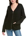 Splendid Zeena Zip Front Cardigan In Black