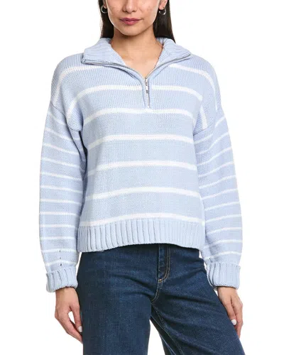 Splendid Cotton Blend Quarter Zip Sweater In Blue