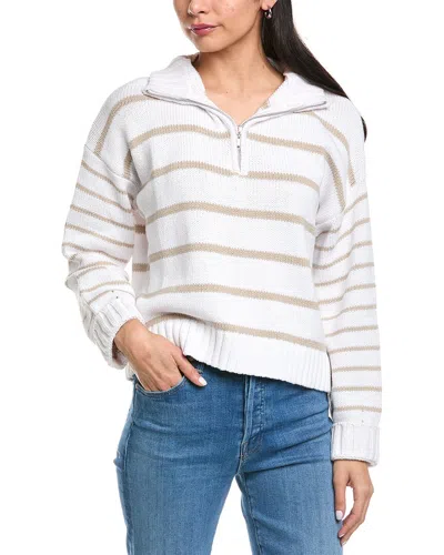 Splendid Zip Front Sweater In White