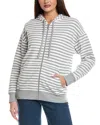 Splendid Zip Up Stripe Hoodie Light Heather Grey Stripe In White