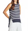 Splendid Zoey Tie Crewneck Tank Top In Navy/white In Blue