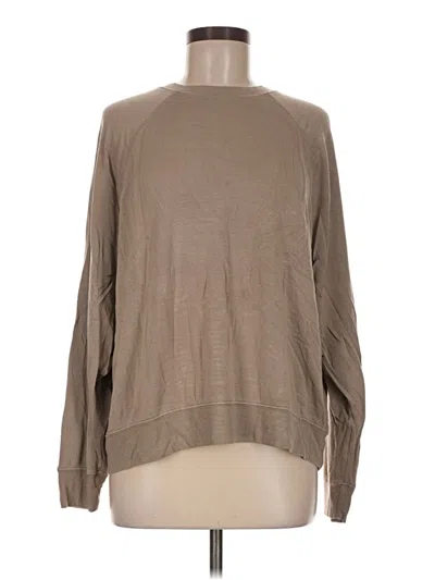 Pre-owned Splits 59 Long Sleeve Top Tan Crew Neck Tops