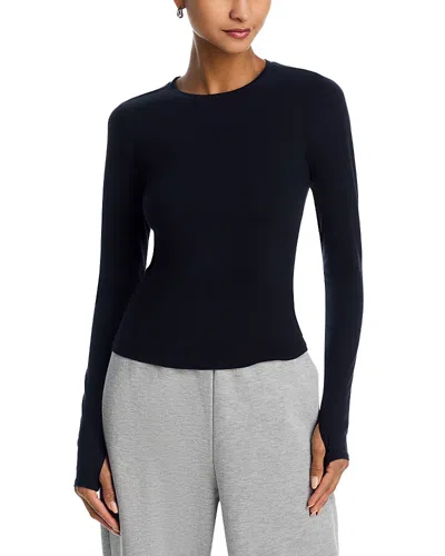 Splits59 Airweight Lite Long Sleeve Waist Length Top In Black In Blue