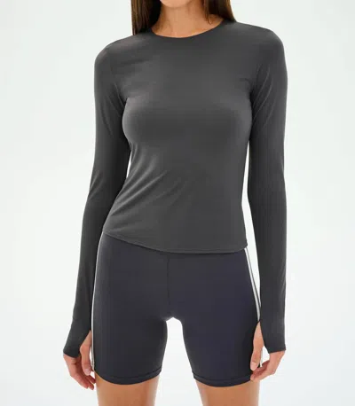 SPLITS59 AIRWEIGHT LITE LONG SLEEVE WAIST LENGTH IN GRAPHITE