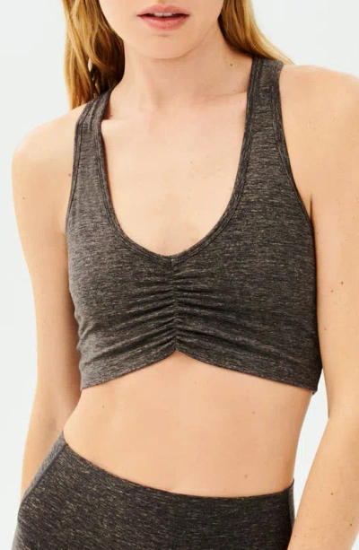 Splits59 Airweight Ruched Racerback Sports Bra In Gray