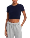 Splits59 Airweight Short Sleeve Crop Tee In Indigo