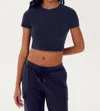 Splits59 Airweight Shortsleeve Crop Top In Indigo In Blue